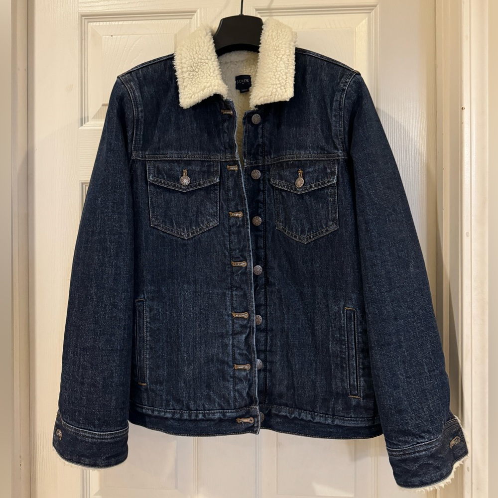 J Crew Factory Sherpa-lined denim jacket